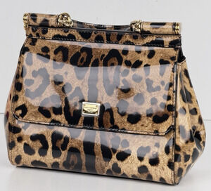 Dolce & Gabbana Medium Sicily Bag in Leopard Print Polished Calfskin Leather B3